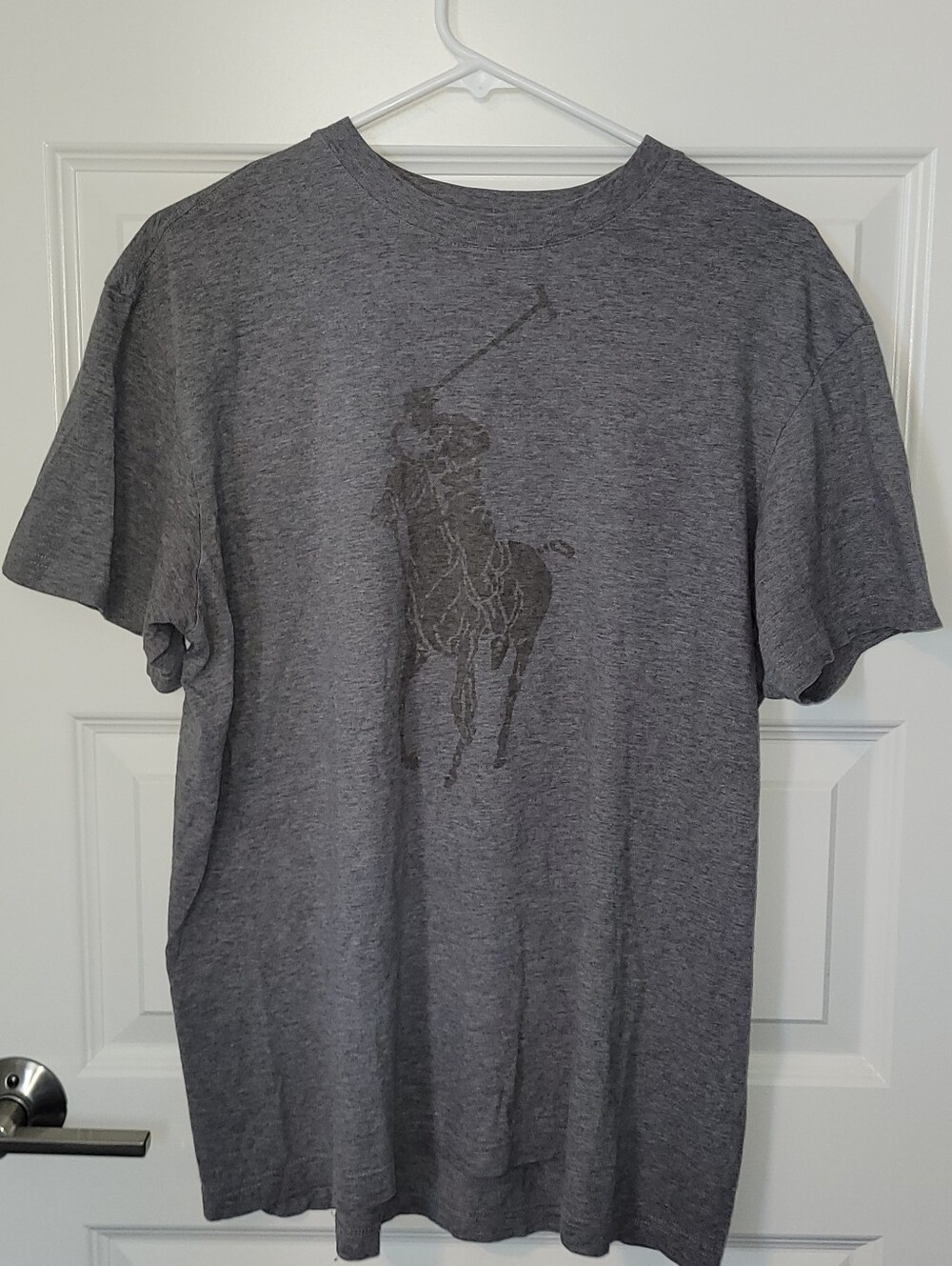 Polo Ralph Lauren Big Pony T-Shirt Men’s Gray Short Sleeve Distresses Look